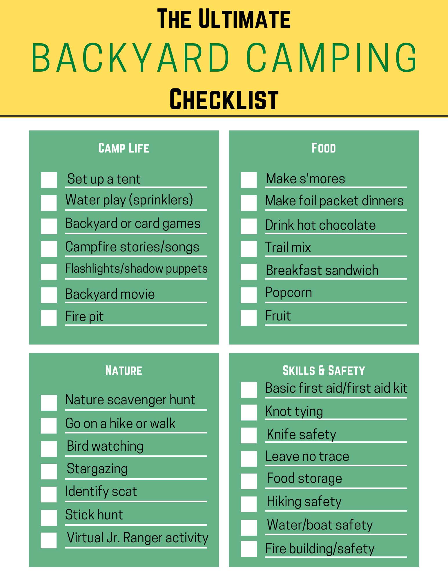 Camping Checklist (Camping Essentials & Meals) – DIY Projects